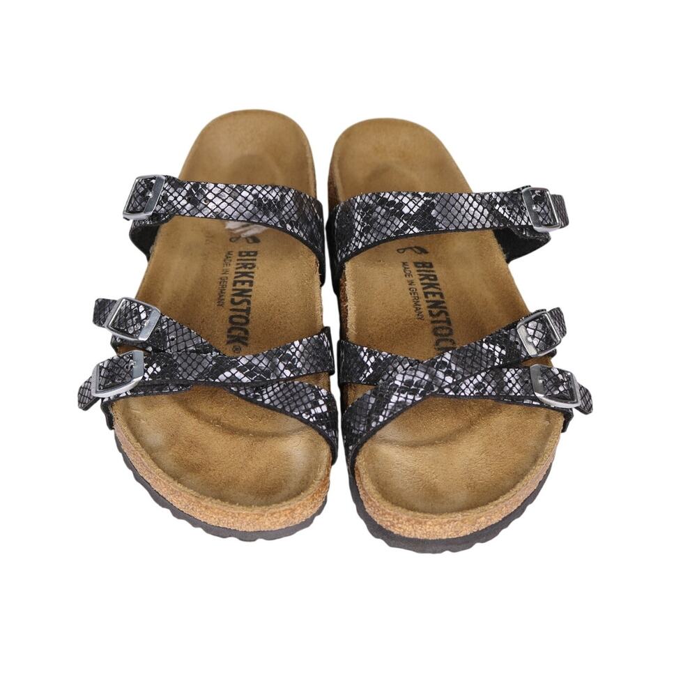 Birkenstock Franca Womens Python Birko-Flor Sandals Black Regular Fit SZ 37/6 - Picture 4 of 6